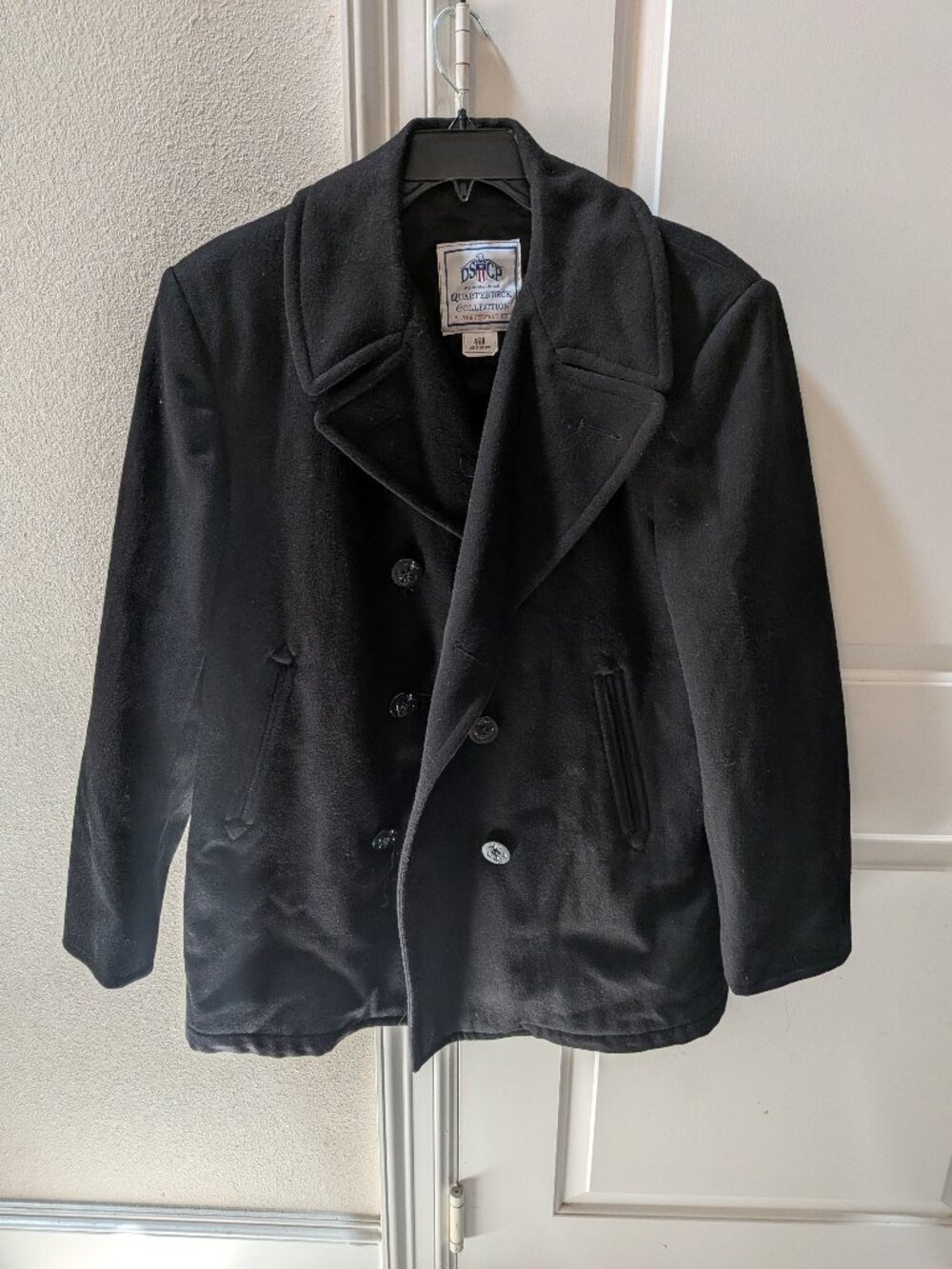 DCSP Quarterdeck Collection Peacoat Mens 46 R Length Black Double Breasted - Picture 1 of 6